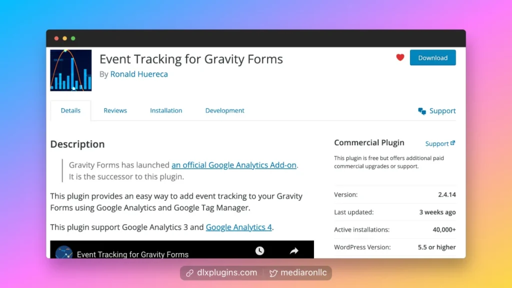 Event Tracking Plugin Page on the WordPress Plugin Directory