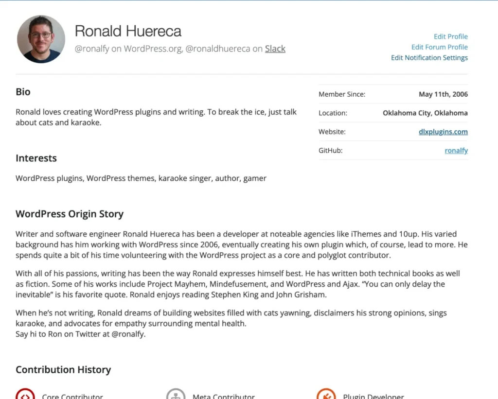 Ronald Huereca's Profile on WordPress.org