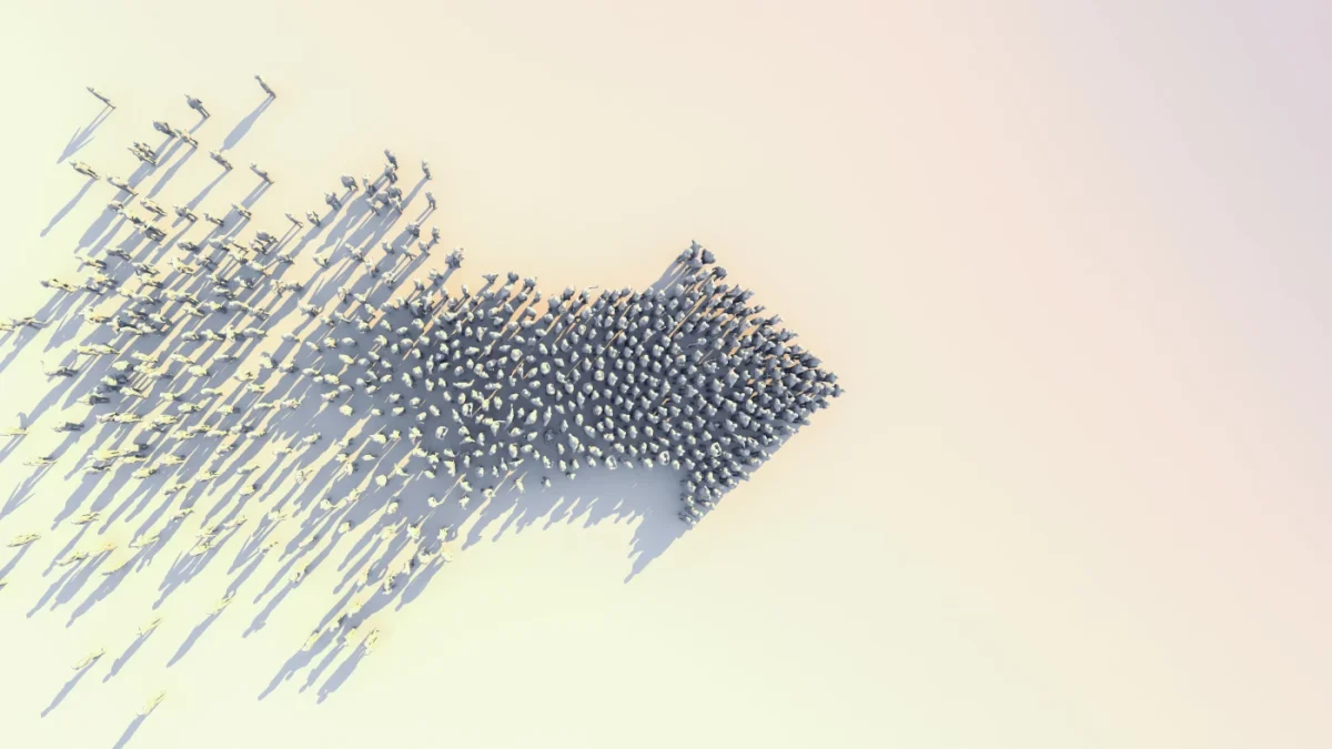 Crowd Transforming into an Arrow