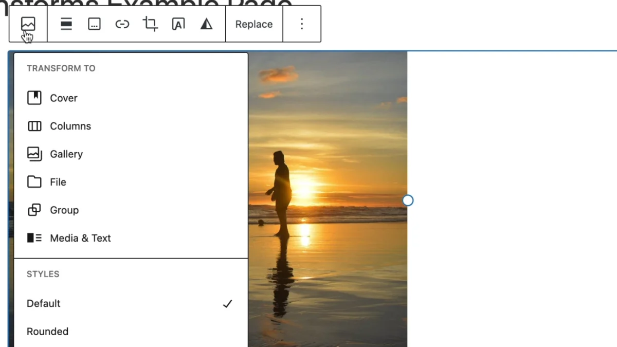 Transforming an Image to a Cover Block