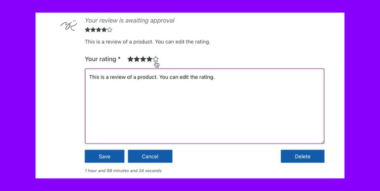 A WooCommerce Review being edited.
