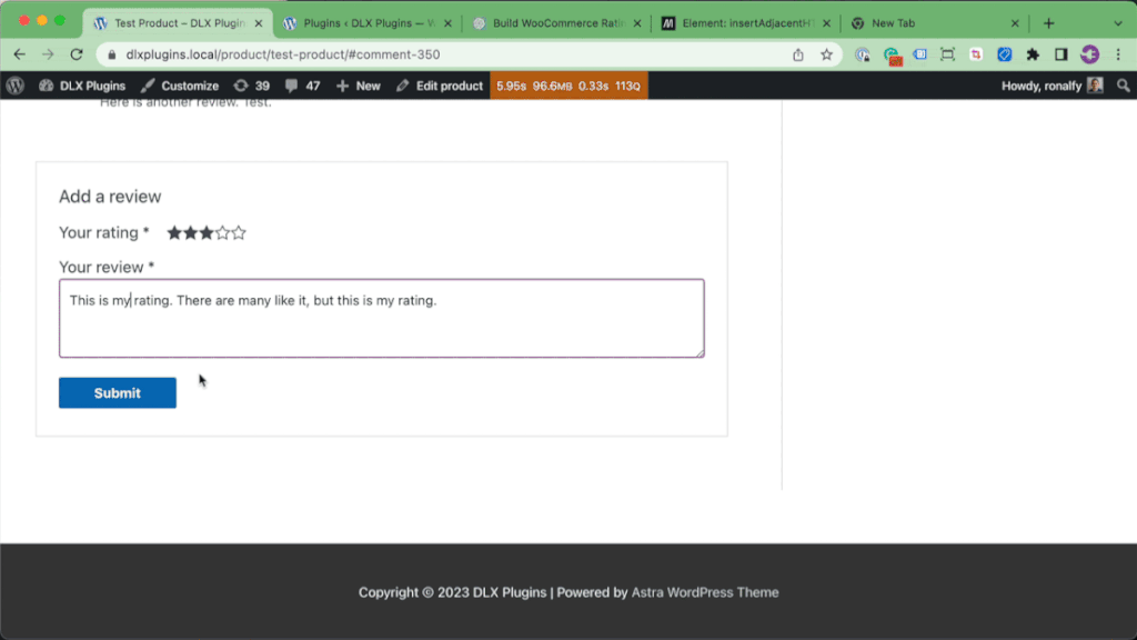 Editing WooCommerce Reviews Demo