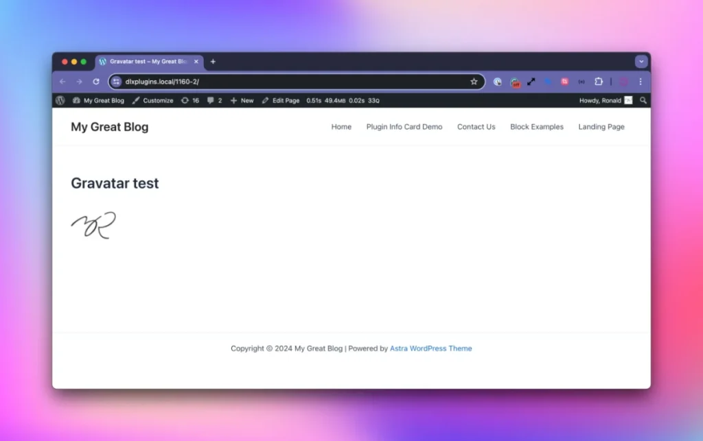 Gravatar Block on the Frontend