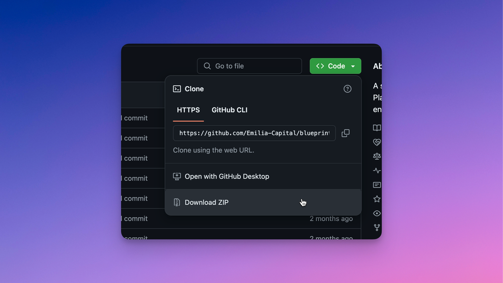 Download ZIP option from the GitHub repository
