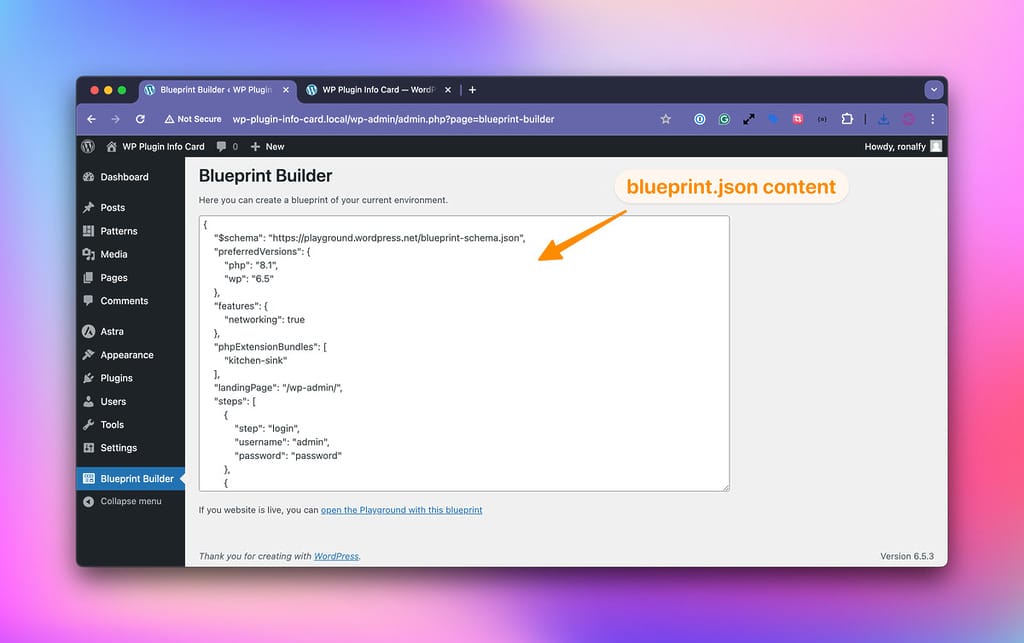 Blueprint Builder JSON Output