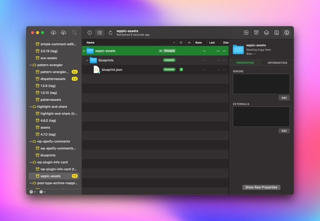 SVN in the Versions App for Mac