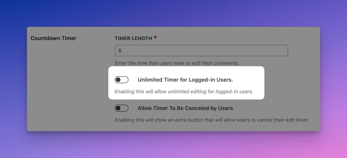 Unlimited Editing Option in Comment Edit Pro
