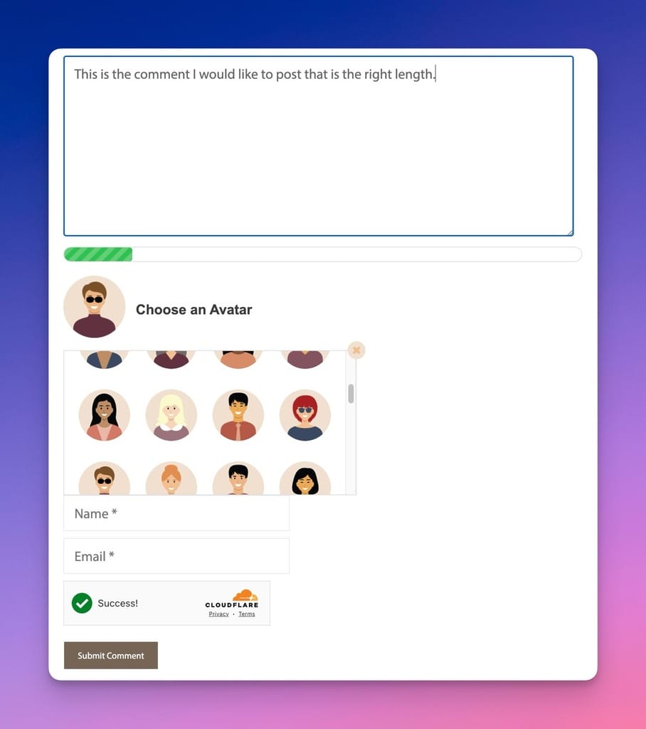 Avatar Selection on the Frontend