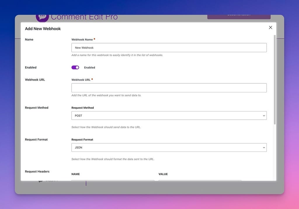 Webhook Options in the Admin for When Someone Posts a Comment