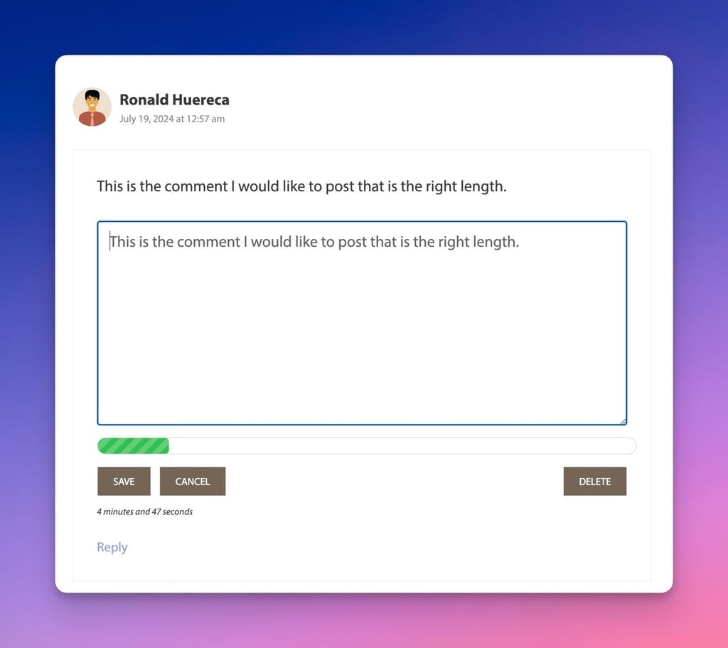 Editing a Comment on the Frontend
