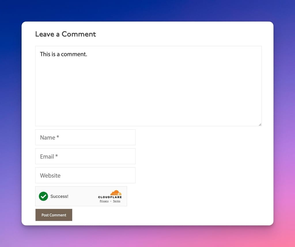 Cloudflare Turnstile Spam Protection on the Frontend