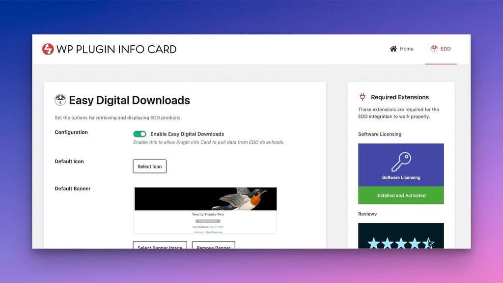EDD Admin Panel Options