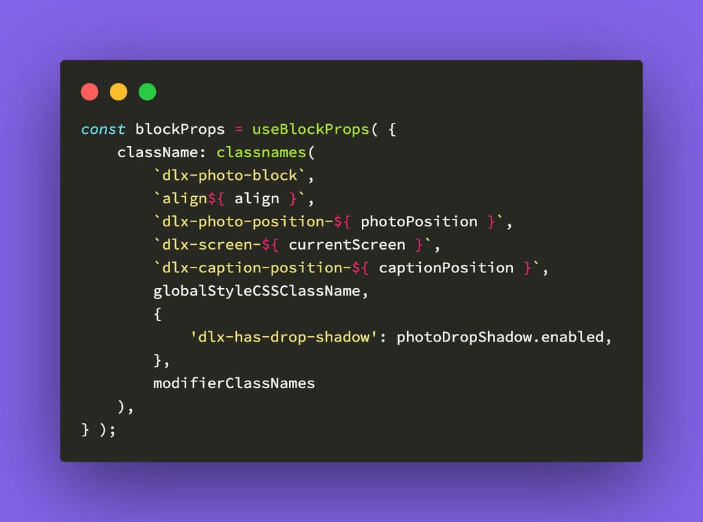 useBlockProps classnames Example