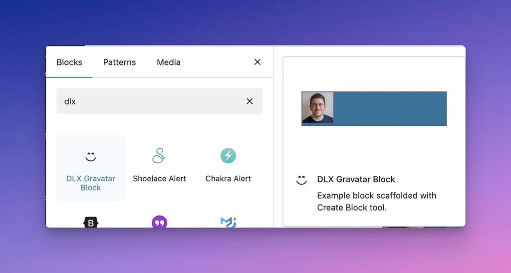 Block Preview With Avatar Showing
