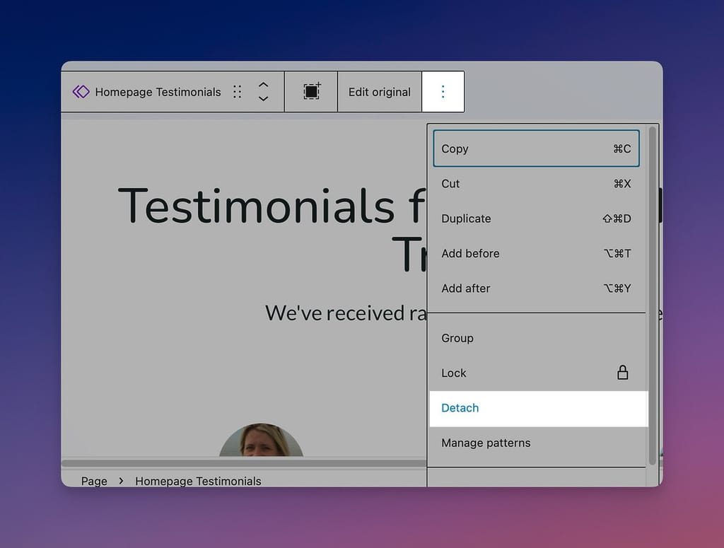 Detach a Synced Pattern and Make it a Normal Pattern
