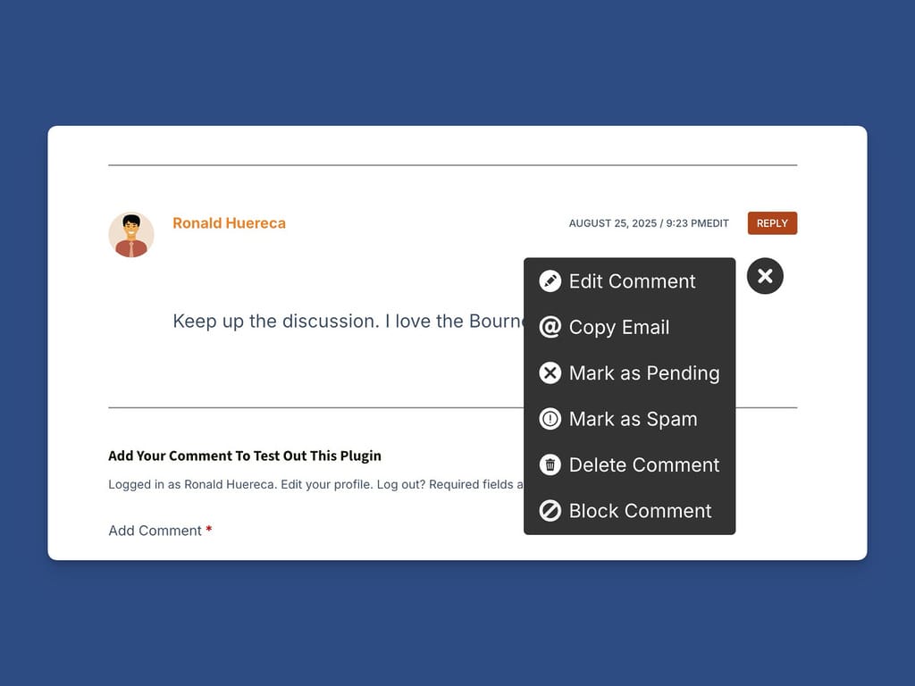 Frontend Moderation Menu