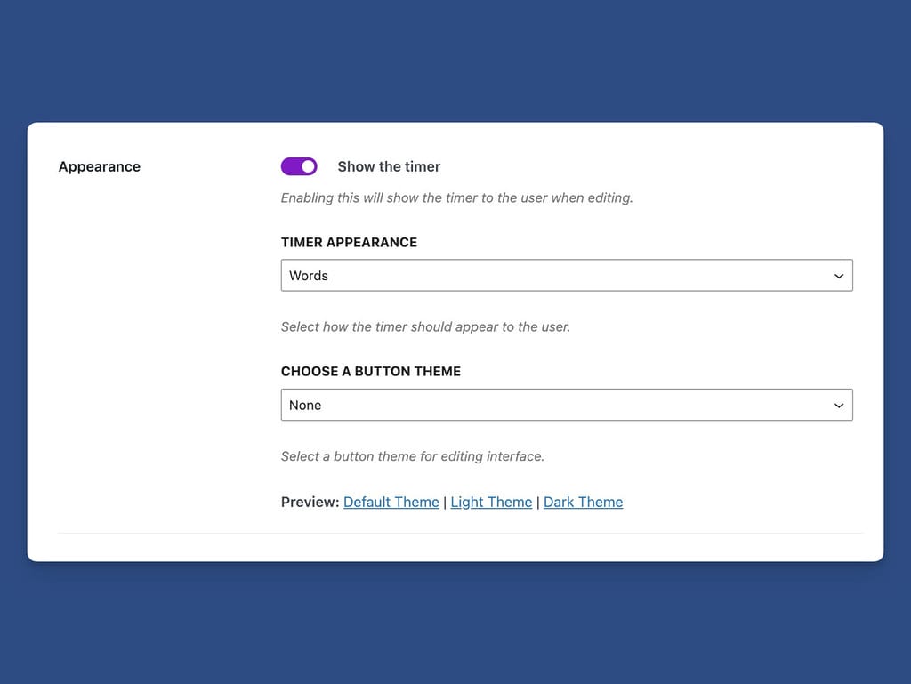Set the Edit Timer's Appearance