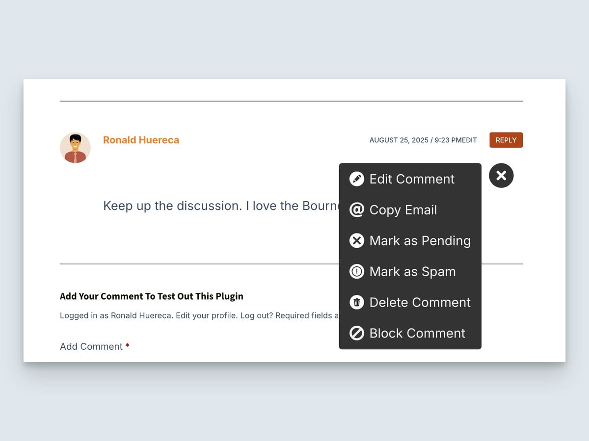 Comment Edit Pro Frontend Moderation Menu