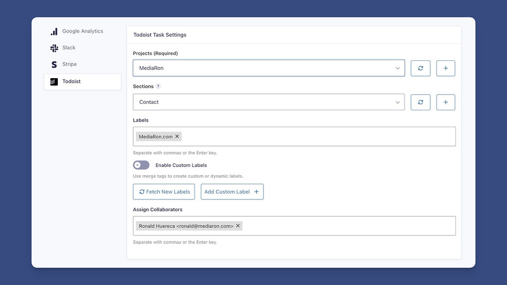 Set Projects, Sections, Labels, and Collaborators