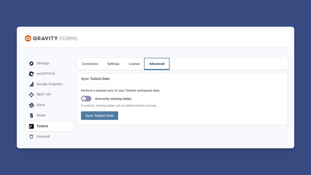 Advanced Settings Allow for Re-Syncing Data