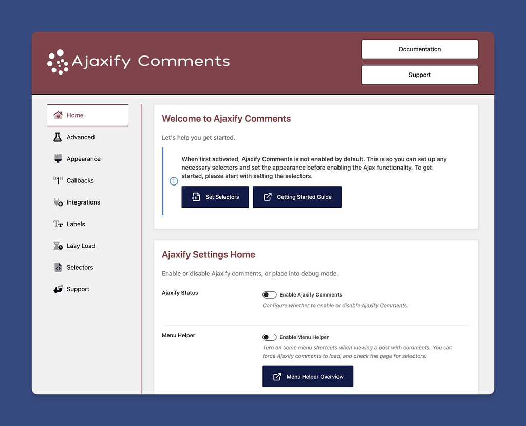 Ajaxify Comments Admin Panel