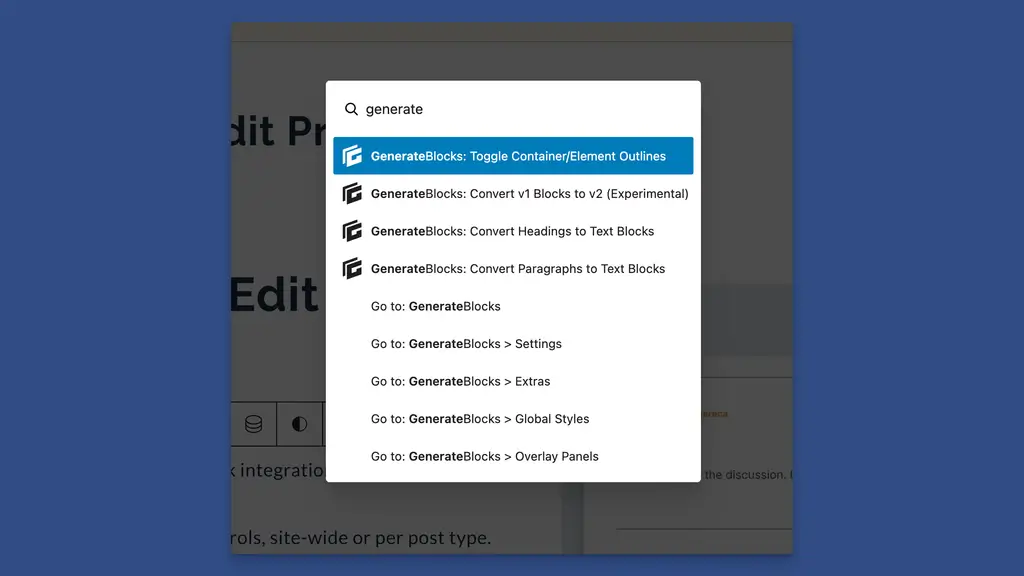 GB Extras Command Palette Options
