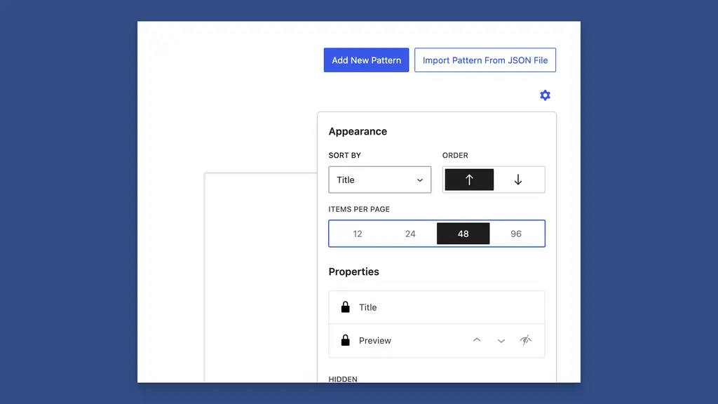 Use the Gear Icon to Toggle Pagination and Items Per Page Load