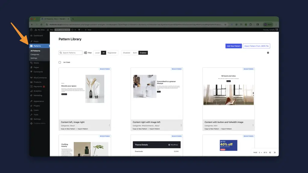 Main Patterns Screen in Pattern Wrangler