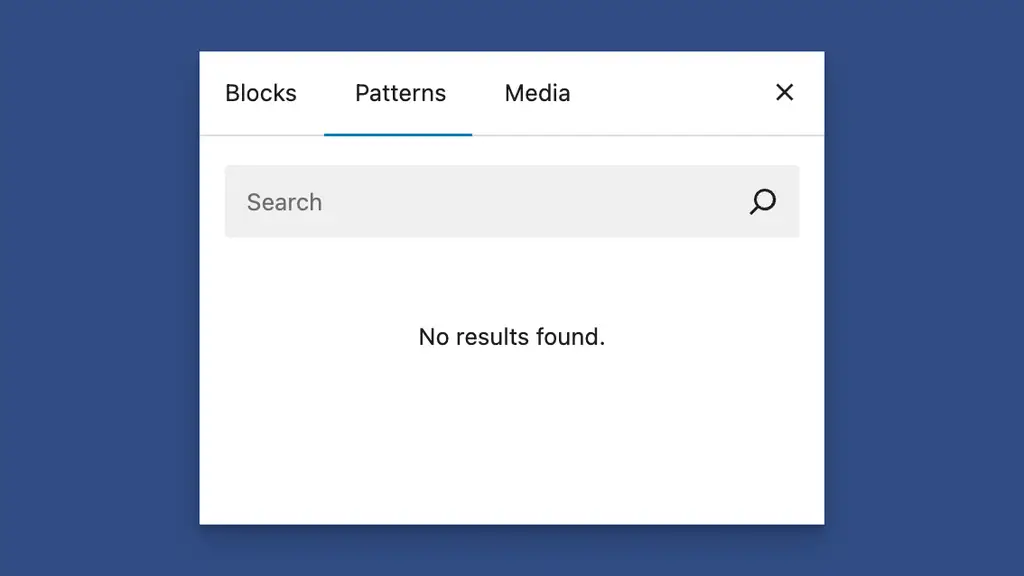 Patterns View - No Results Found