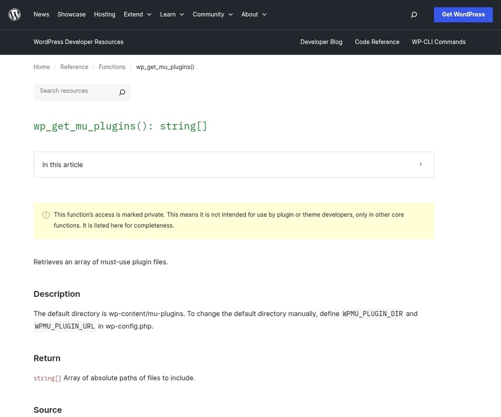 wp_get_mu_plugins function