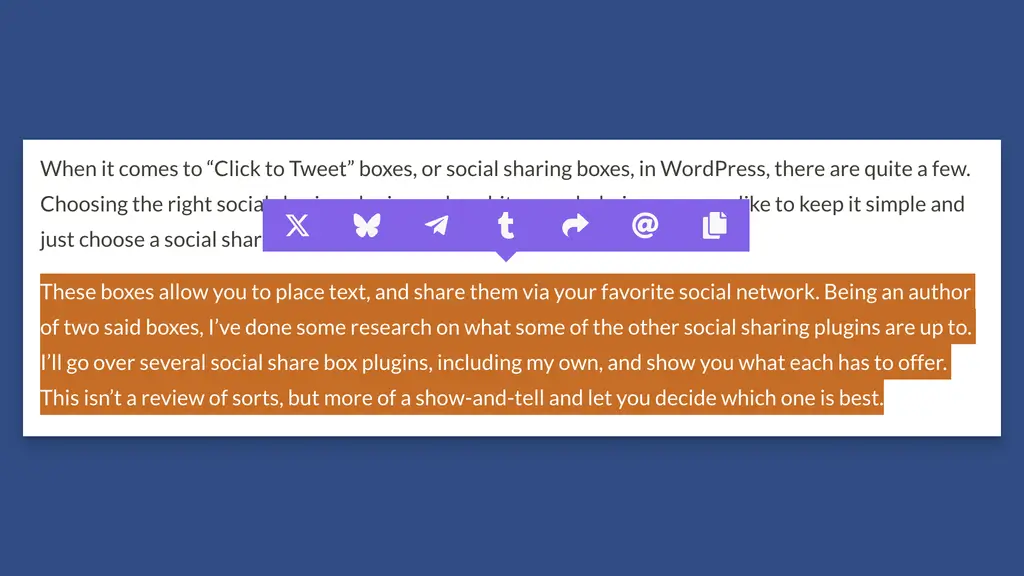 Purple Theme Shown for Content Sharing on the Frontend