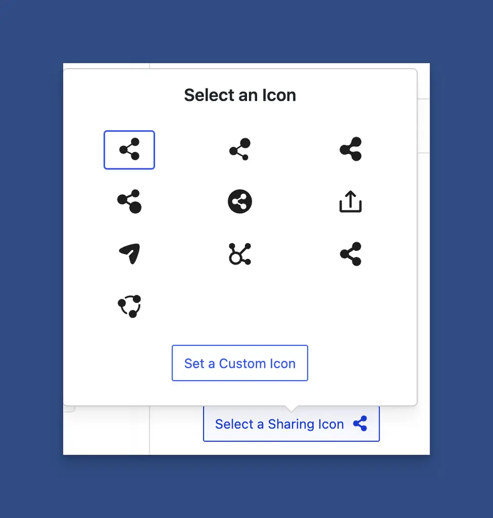 Icon Selector for the Click to Share Block