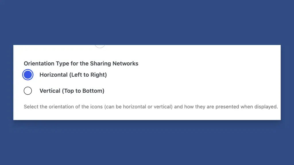 Set the Orientation of the Social Networks in the Admin Settings